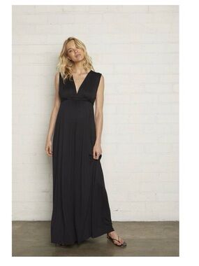 Rachel Pally Black Sleeveless V-Neck Empire Maxi Dress